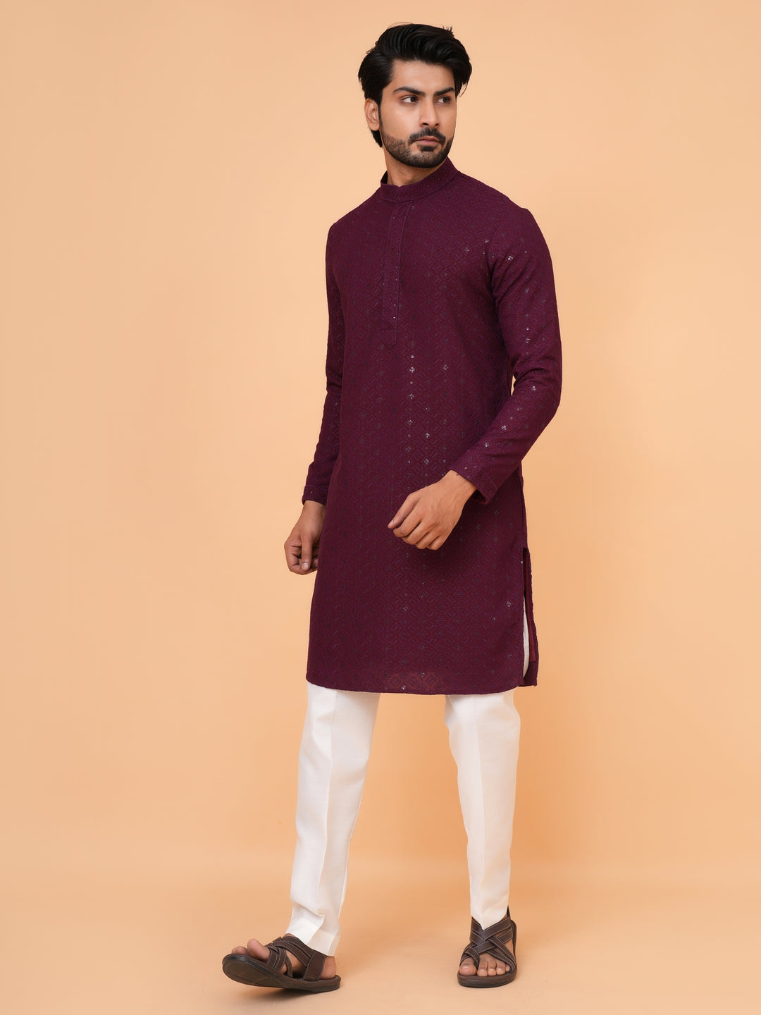 Sequence Wine Kurta Set - KM42087-25