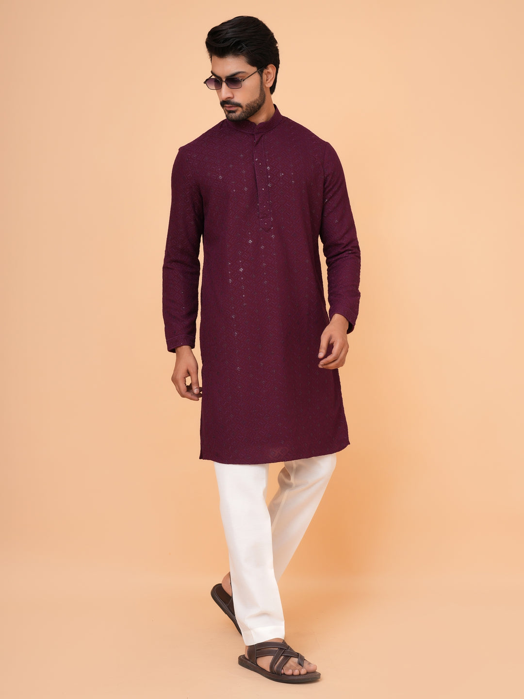 Sequence Wine Kurta Set - KM42087-25