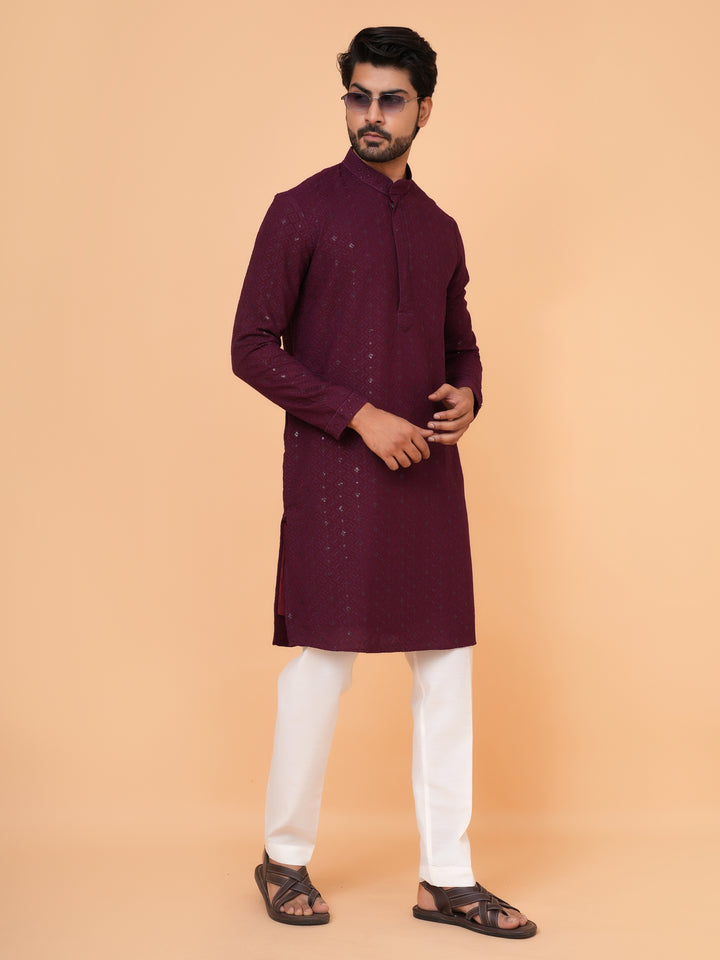 Sequence Wine Kurta Set - KM42087-25
