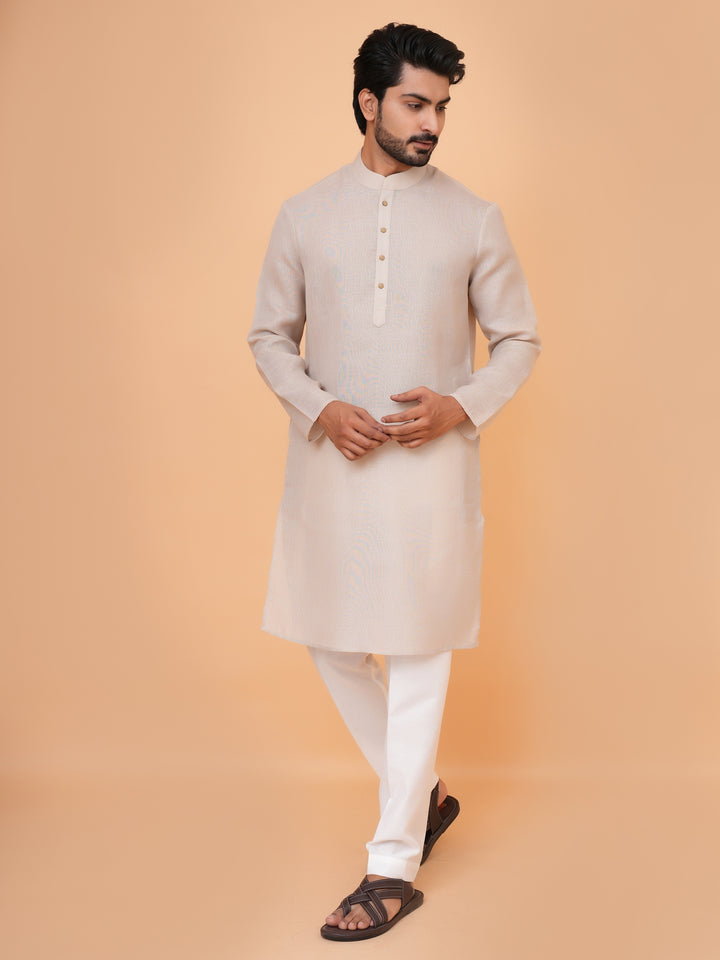 Solid Beige Kurta Set - KM42705-2