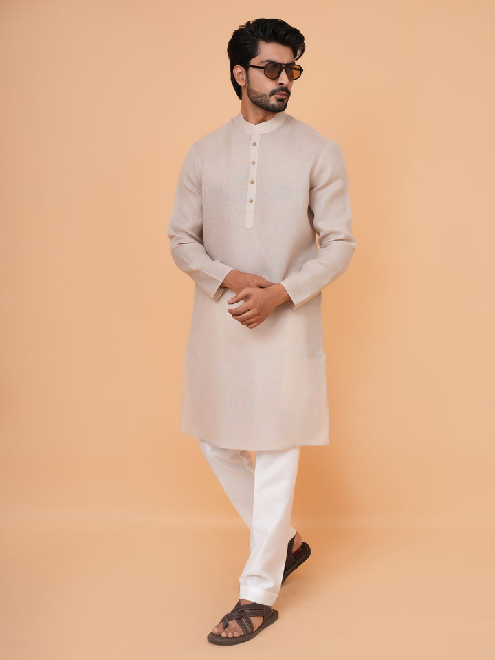 Solid Beige Kurta Set - KM42705-2