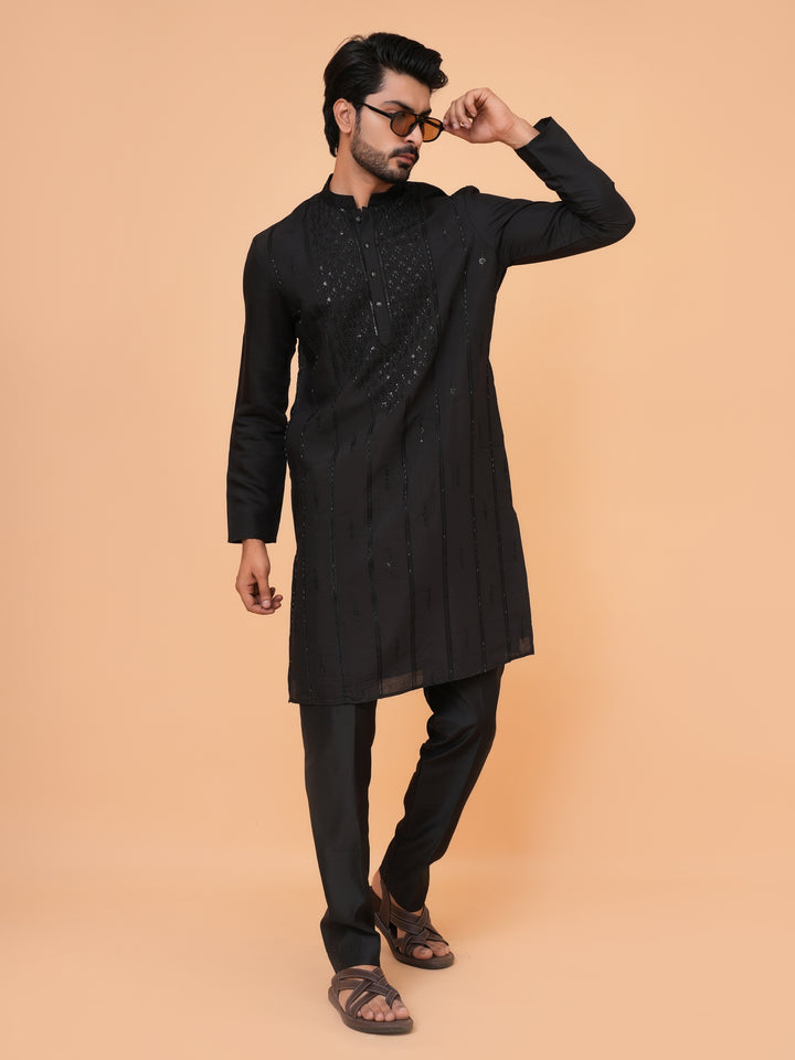 Bead Work Black Kurta Set - KM43071-4171