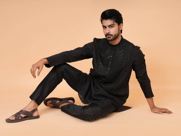 Bead Work Black Kurta Set - KM43071-4171