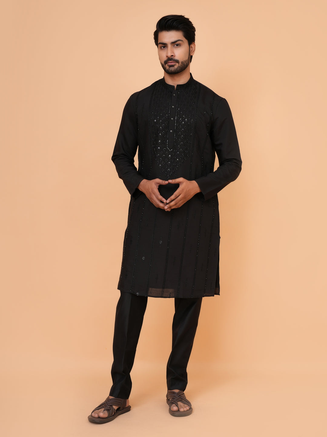 Bead Work Black Kurta Set - KM43071-4171