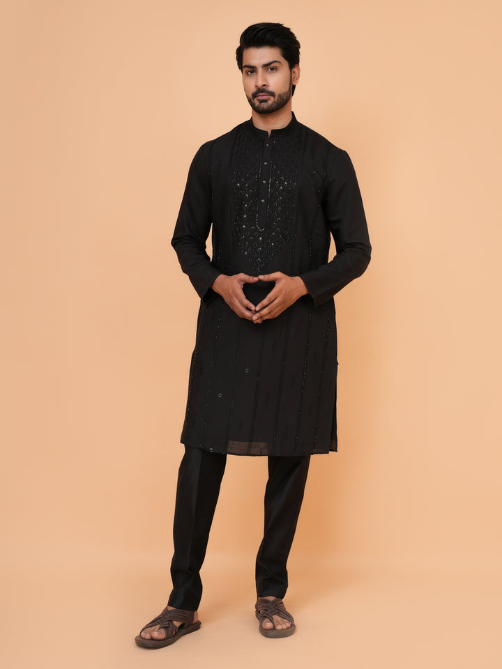Bead Work Black Kurta Set - KM43071-4171
