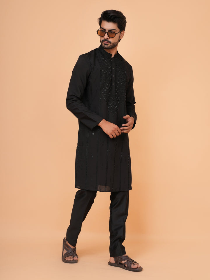Bead Work Black Kurta Set - KM43071-4171