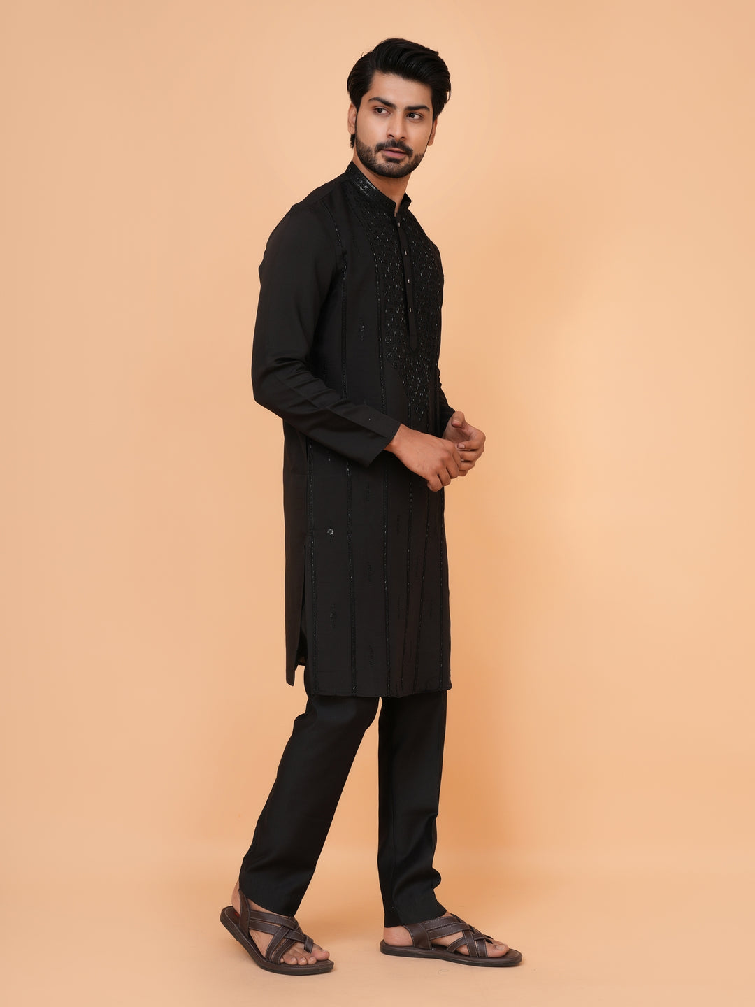 Bead Work Black Kurta Set - KM43071-4171