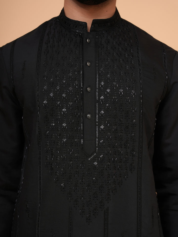 Bead Work Black Kurta Set - KM43071-4171