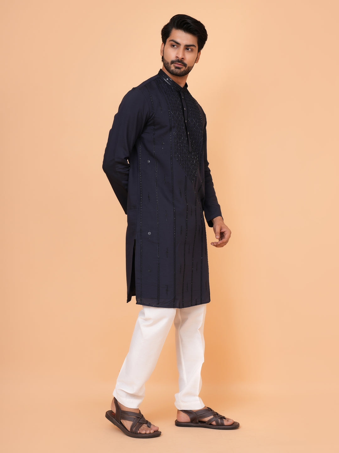 Bead Work Navy Blue Kurta Set - KM43071-4172