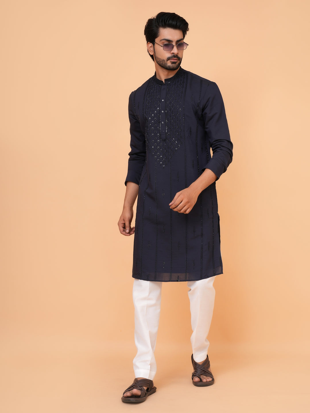 Bead Work Navy Blue Kurta Set - KM43071-4172