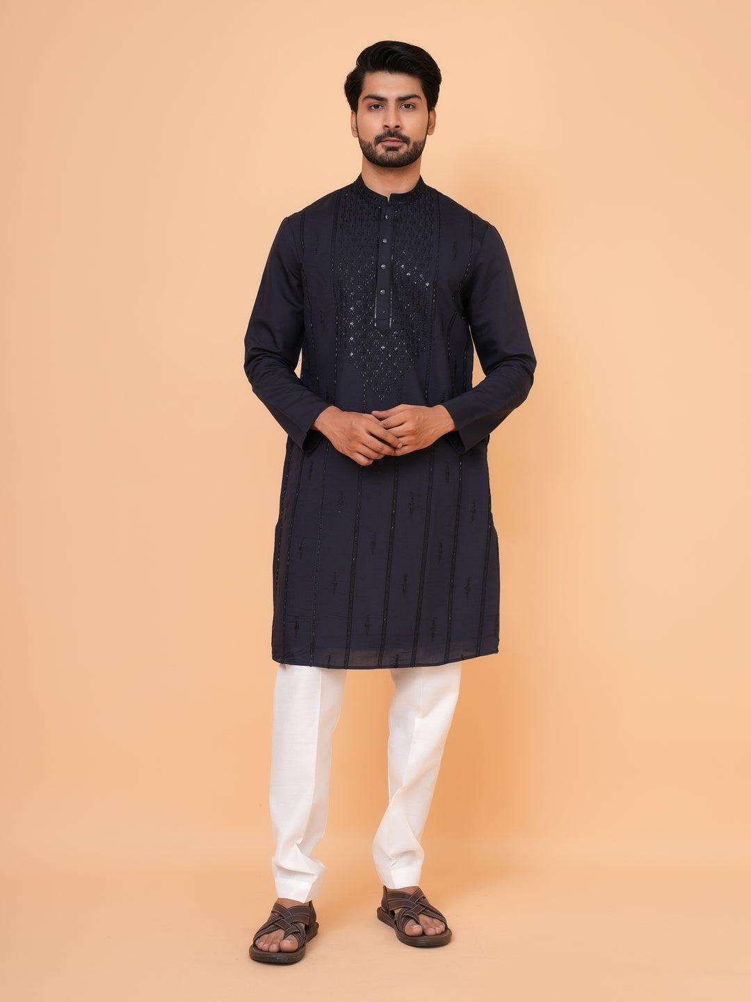 Bead Work Navy Blue Kurta Set - KM43071-4172