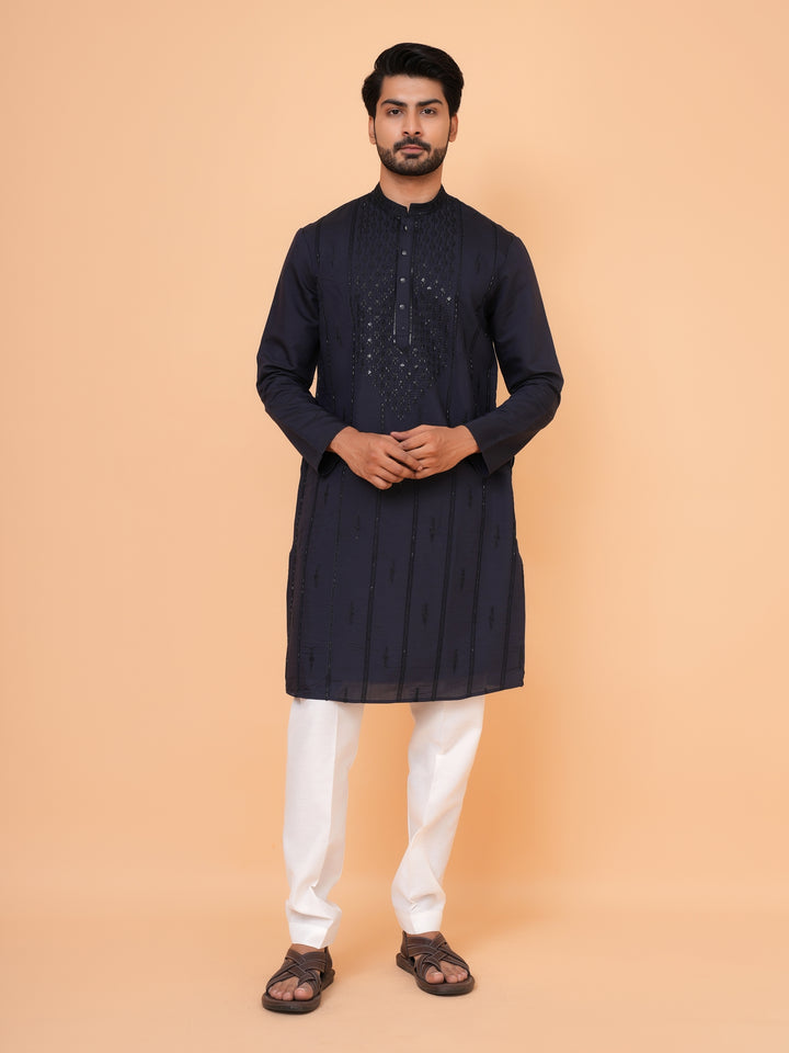 Bead Work Navy Blue Kurta Set - KM43071-4172