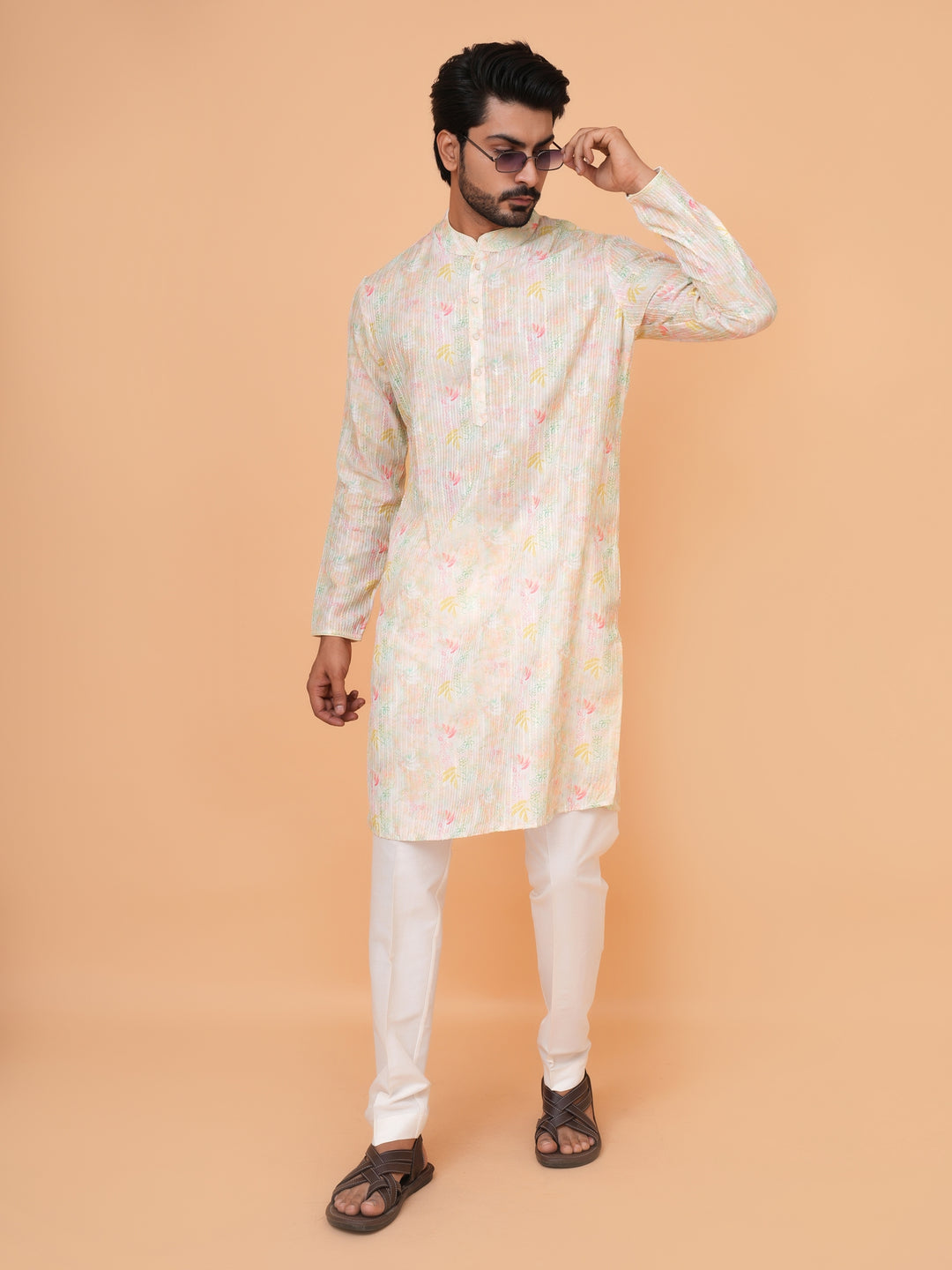 Floral Pista Kurta Set - KM43287-1