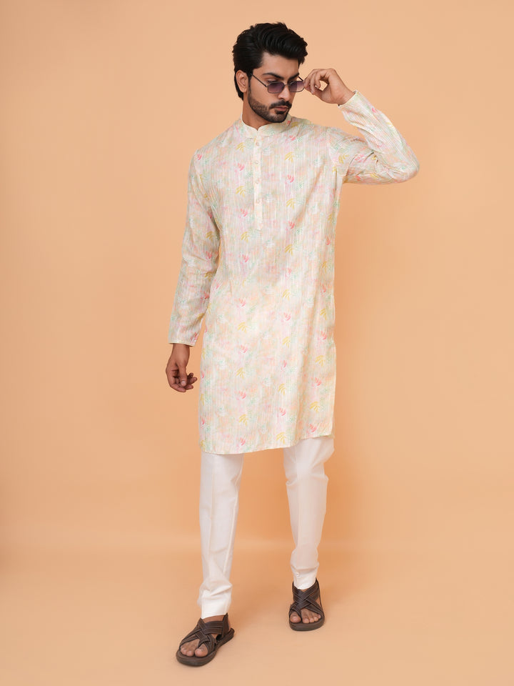 Floral Pista Kurta Set - KM43287-1