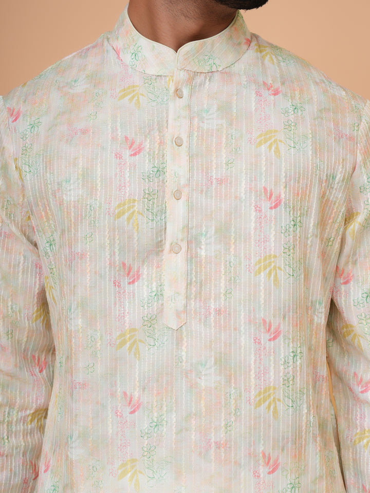 Floral Pista Kurta Set - KM43287-1