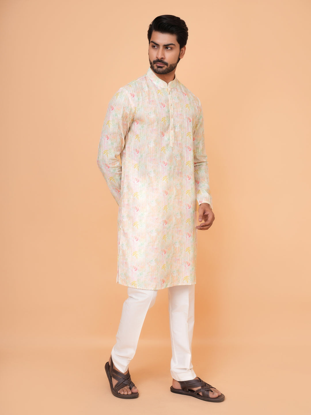 Floral Pista Kurta Set - KM43287-1