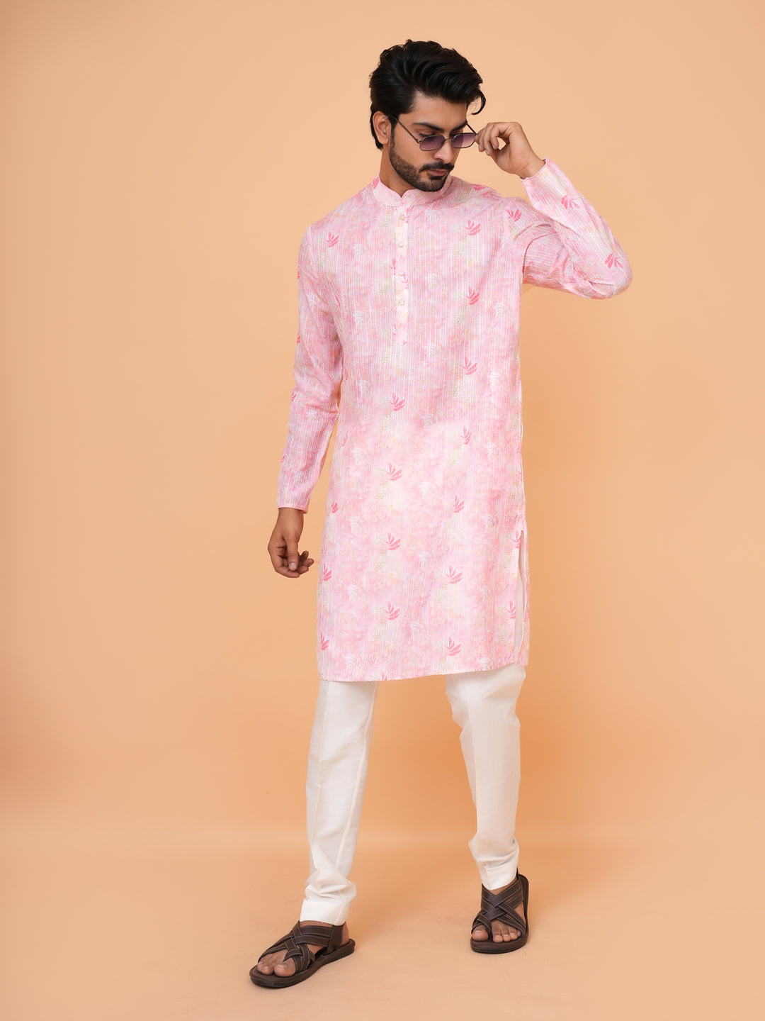 Floral Pink Kurta Set - KM43287-3