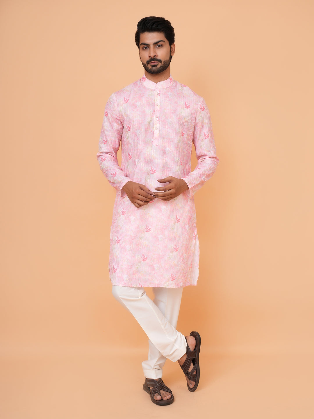 Floral Pink Kurta Set - KM43287-3