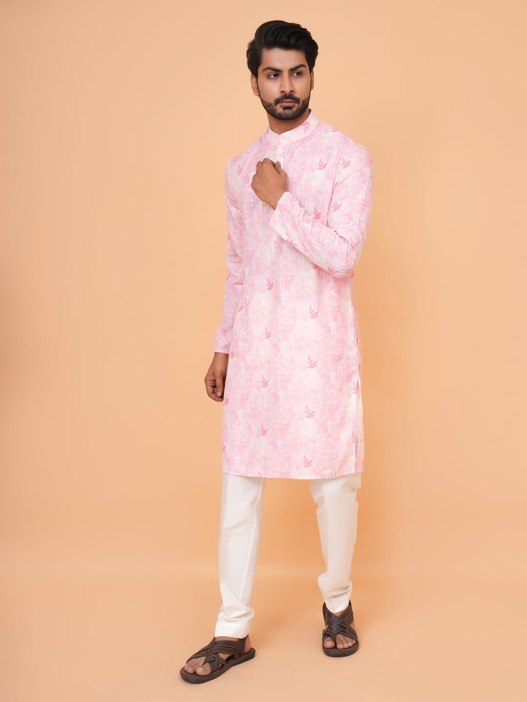 Floral Pink Kurta Set - KM43287-3