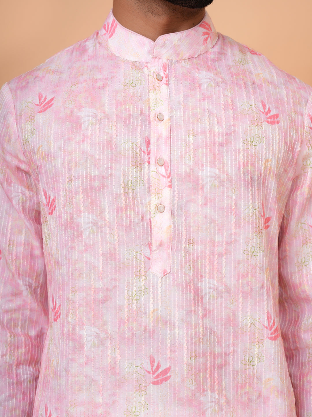 Floral Pink Kurta Set - KM43287-3