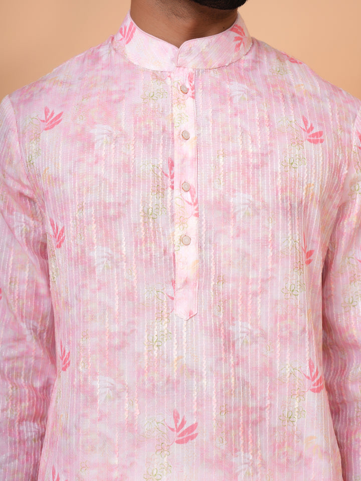 Floral Pink Kurta Set - KM43287-3