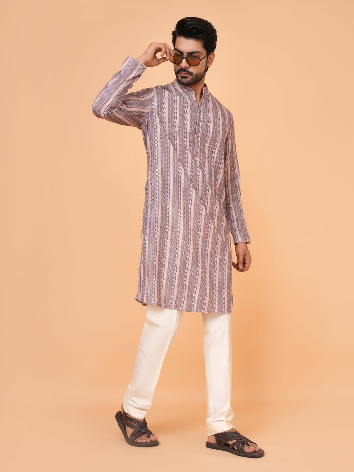 Abstract Beige Kurta Set - KM43288-4