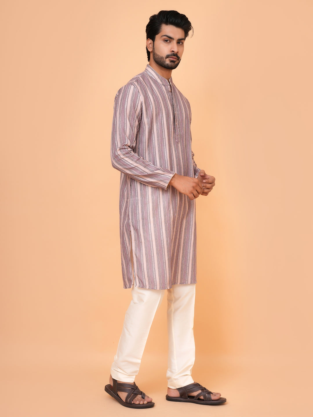 Abstract Beige Kurta Set - KM43288-4