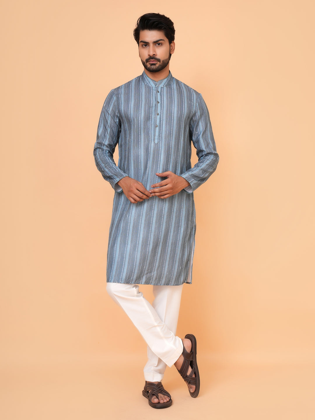 Abstract Green Kurta Set - KM43288-1