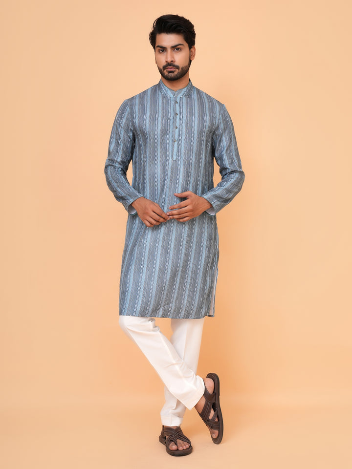 Abstract Green Kurta Set - KM43288-1