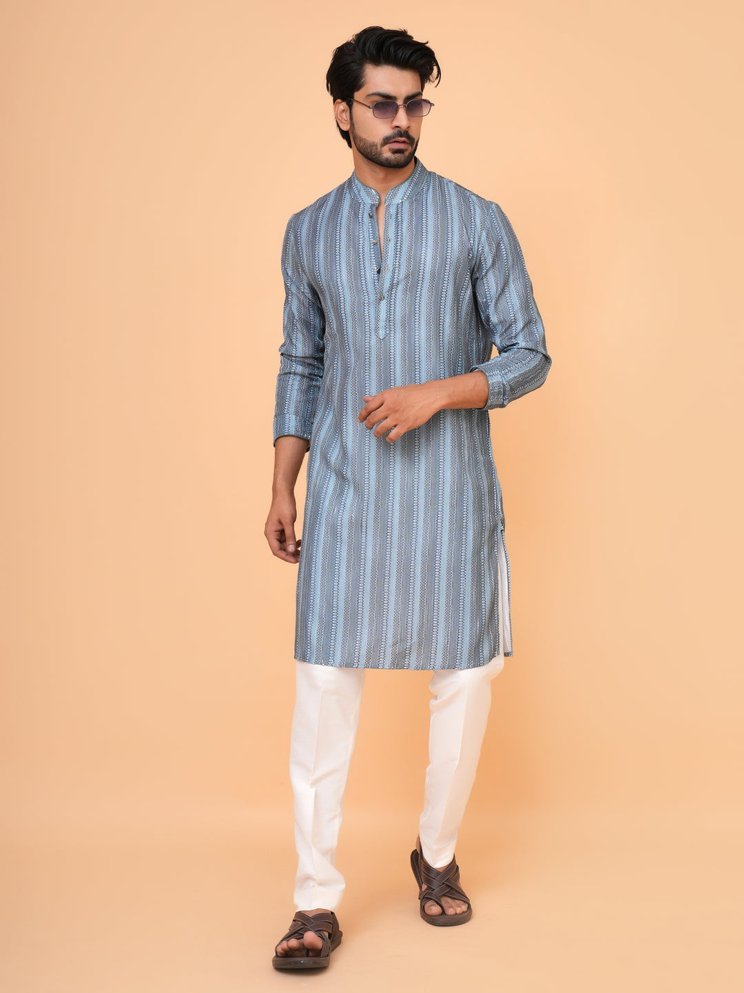 Abstract Green Kurta Set - KM43288-1