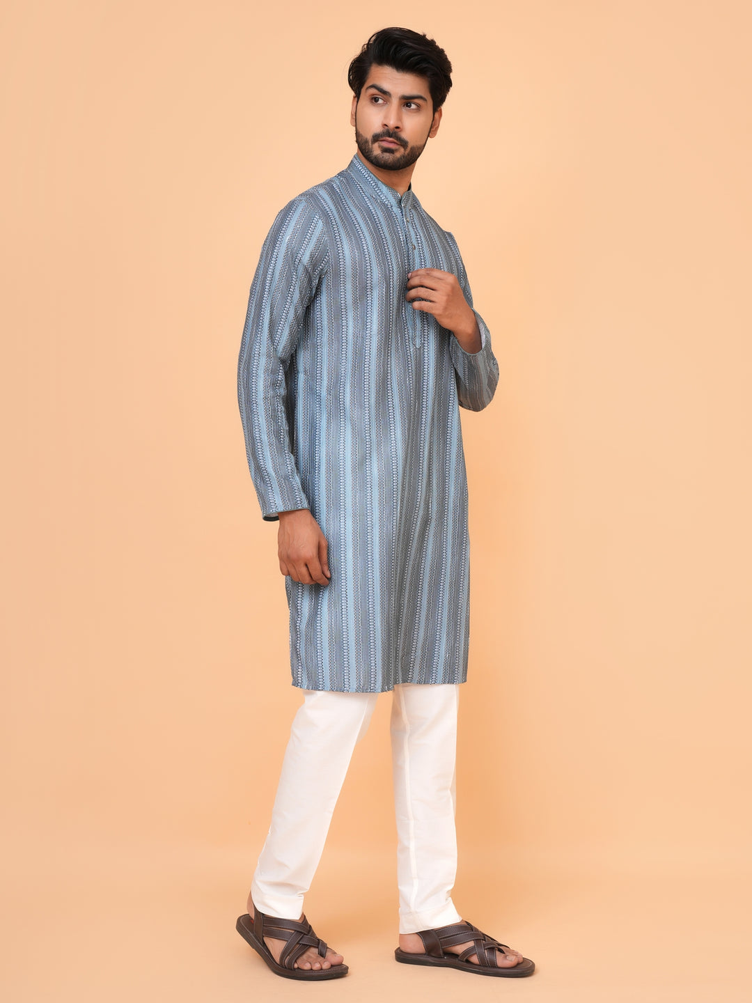 Abstract Green Kurta Set - KM43288-1