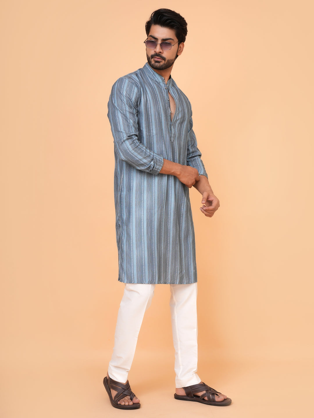 Abstract Green Kurta Set - KM43288-1