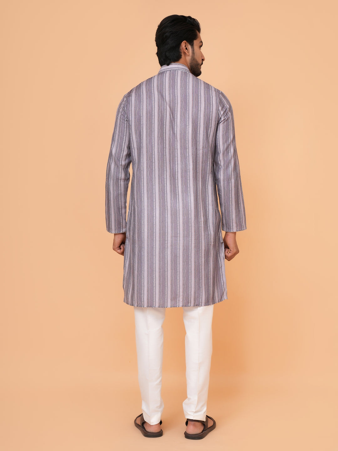 Abstract Grey Kurta Set - KM43288-3