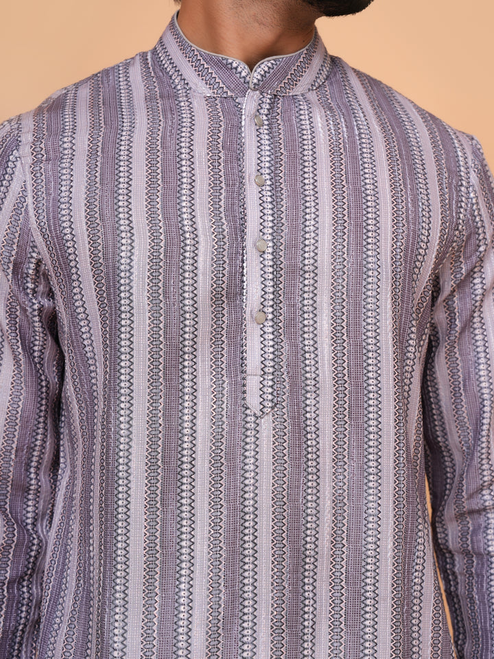 Abstract Grey Kurta Set - KM43288-3