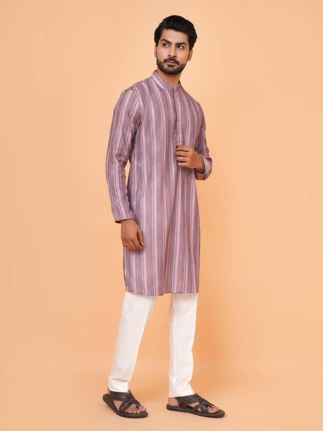 Abstract Pink Kurta Set - KM43288-2