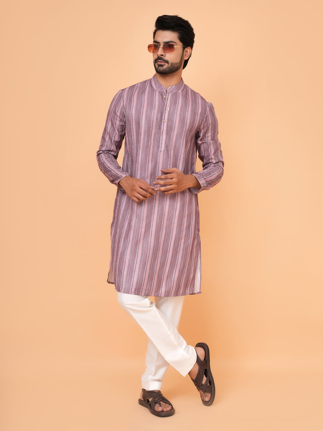Abstract Pink Kurta Set - KM43288-2