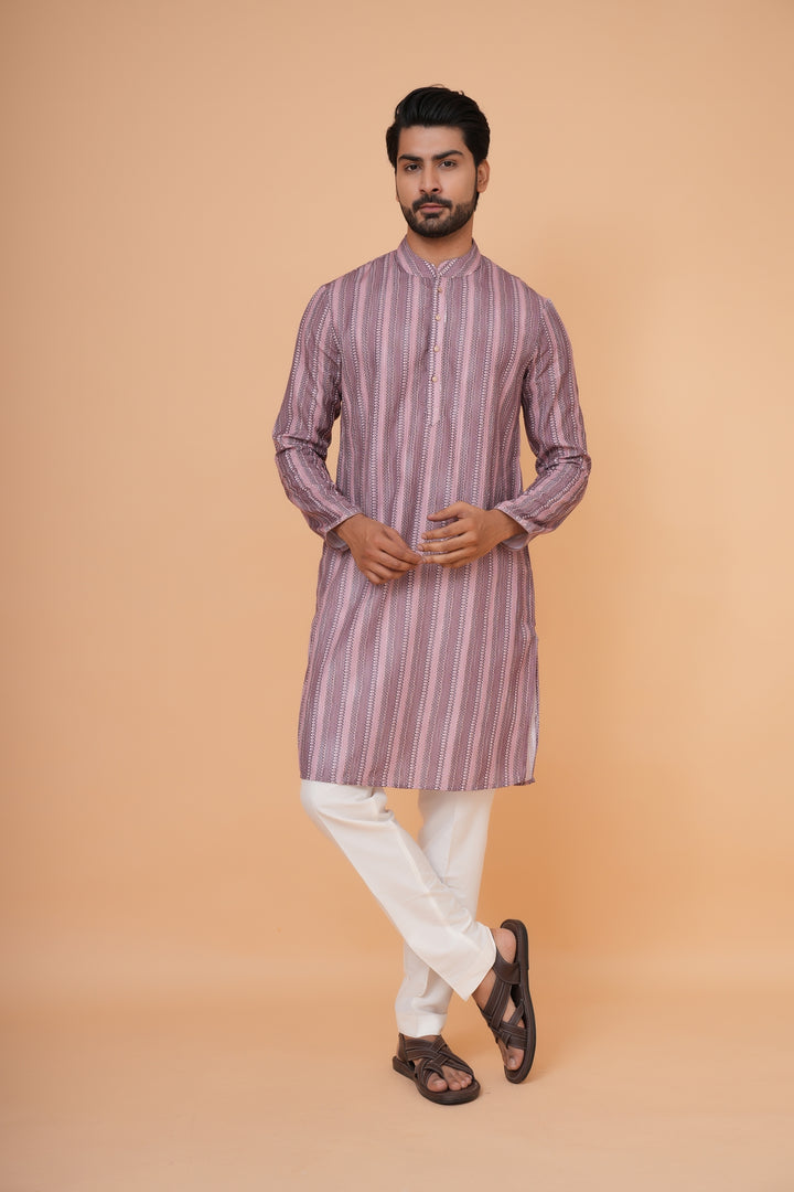Abstract Pink Kurta Set - KM43288-2