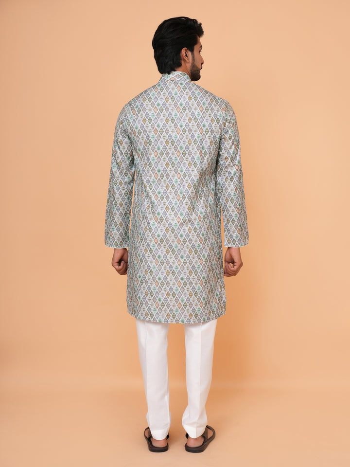 Checked Grey Kurta Set - KM43393-7