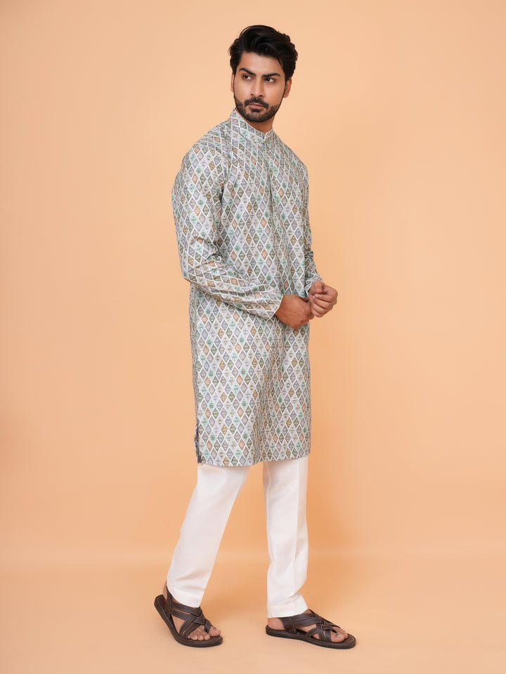 Checked Grey Kurta Set - KM43393-7