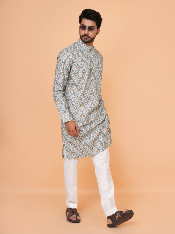 Checked Grey Kurta Set - KM43393-7