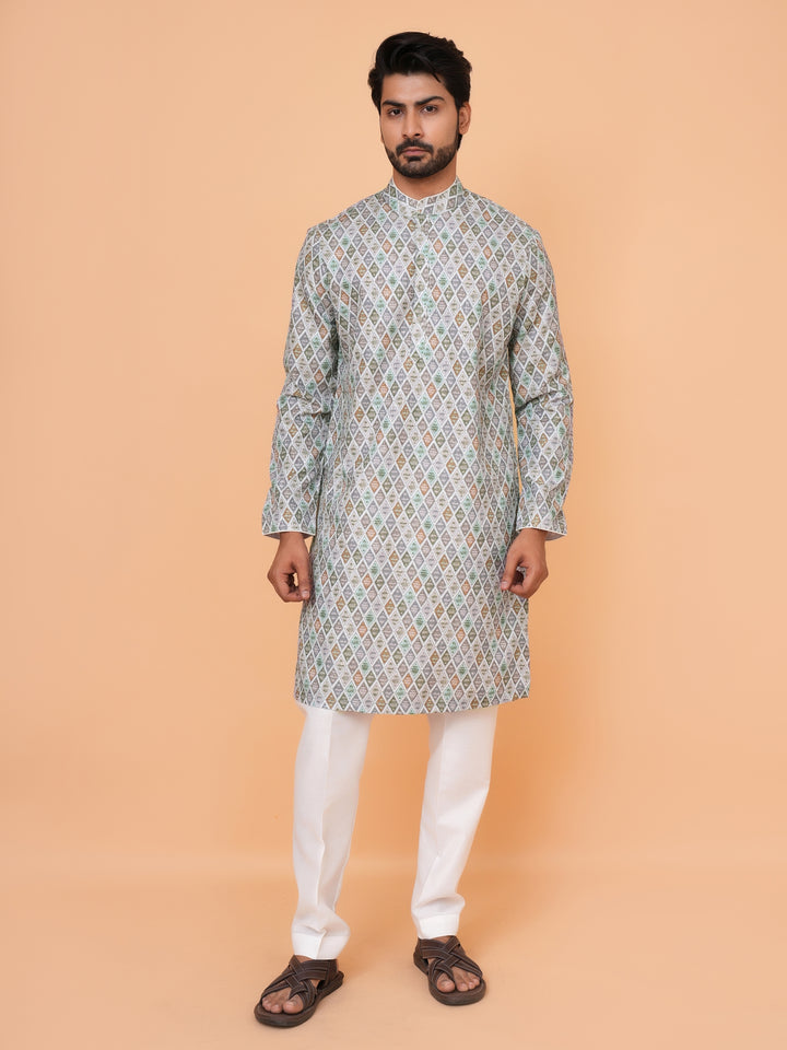 Checked Grey Kurta Set - KM43393-7