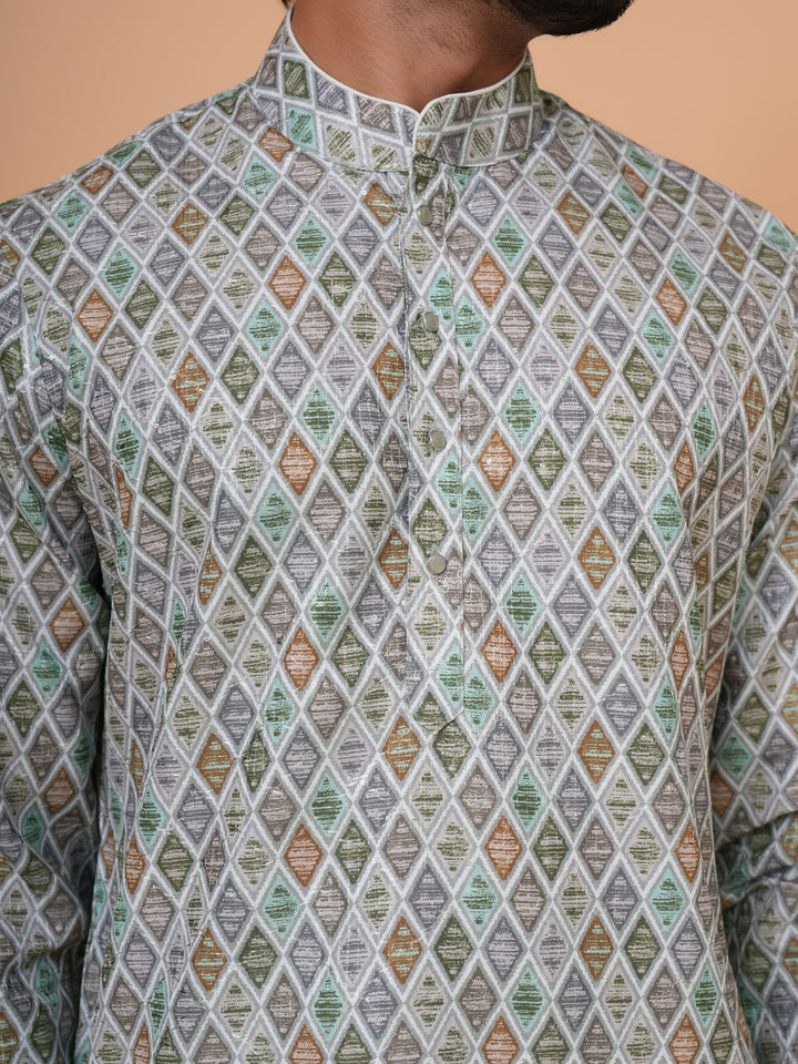Checked Grey Kurta Set - KM43393-7