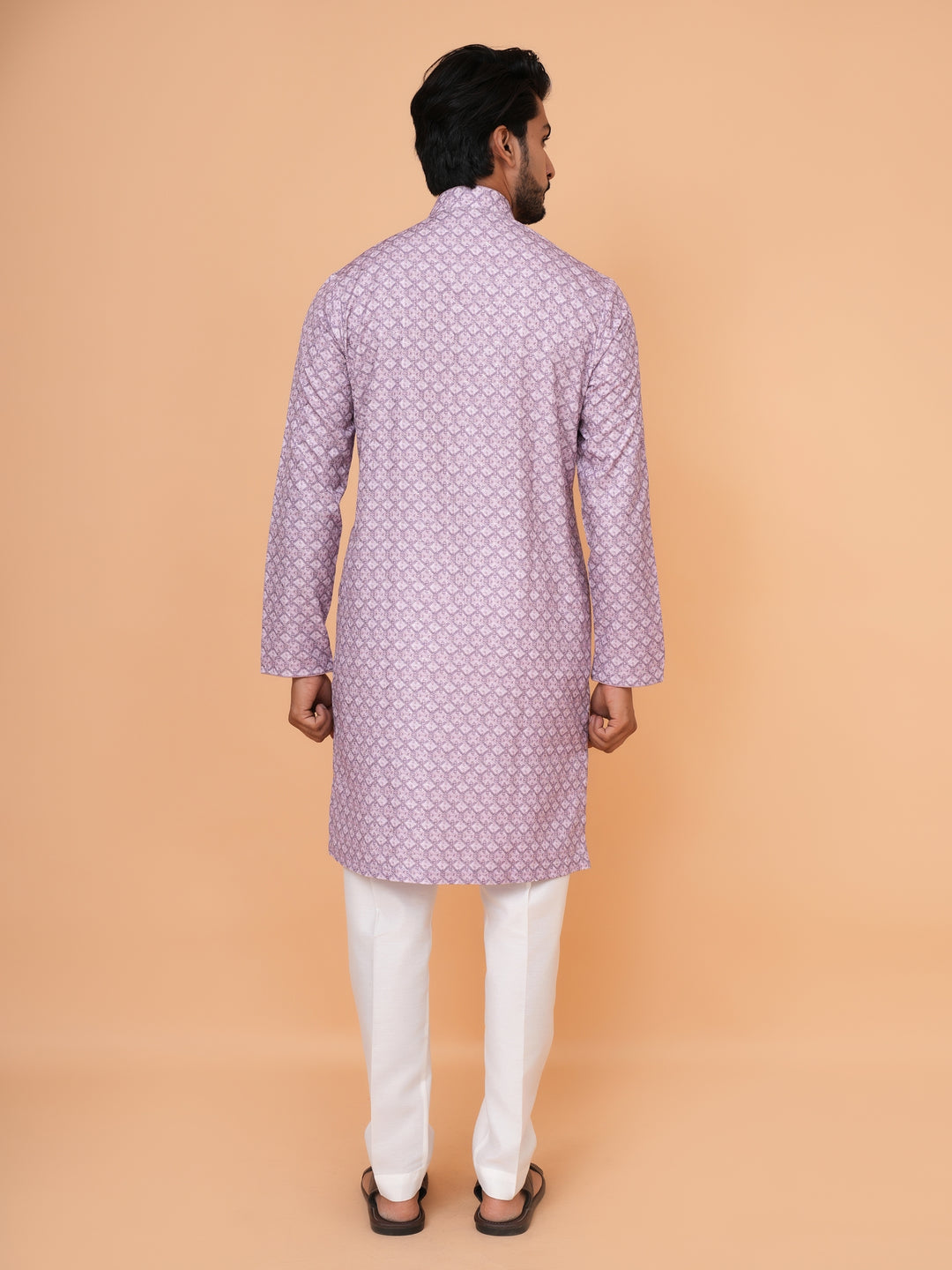 Checked Purple Kurta Set - KM43393-4