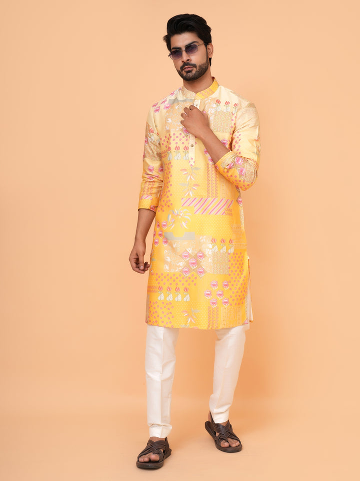 Digital Print Yellow Kurta Set - KM43661-53B