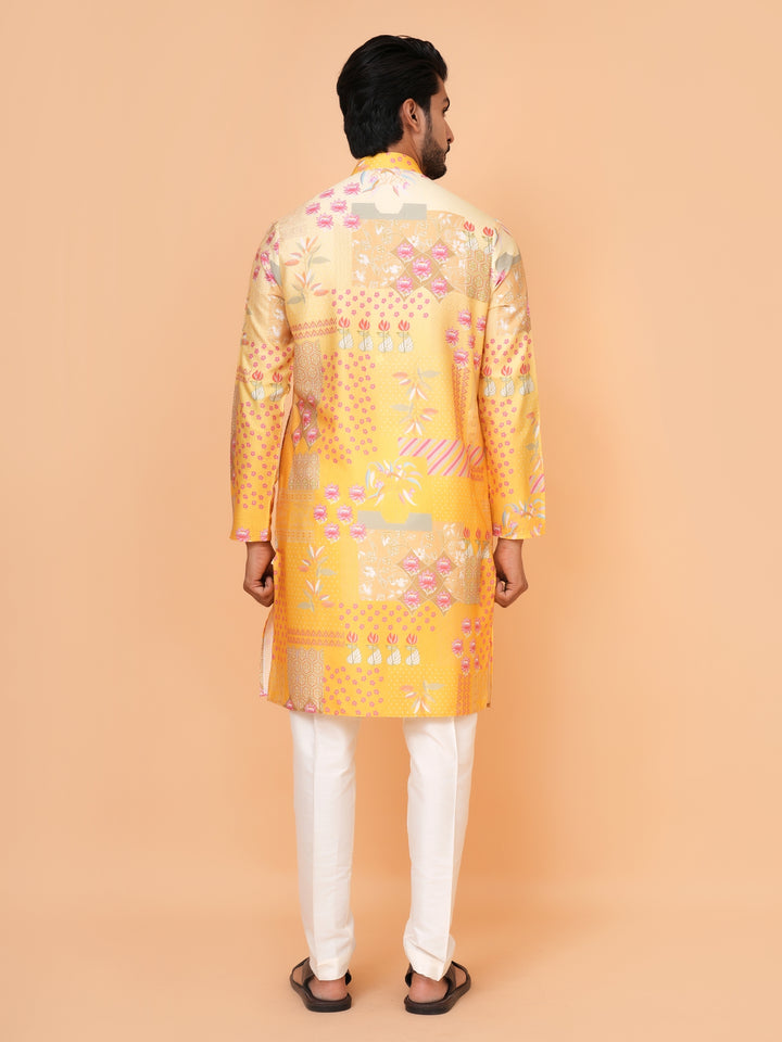 Digital Print Yellow Kurta Set - KM43661-53B