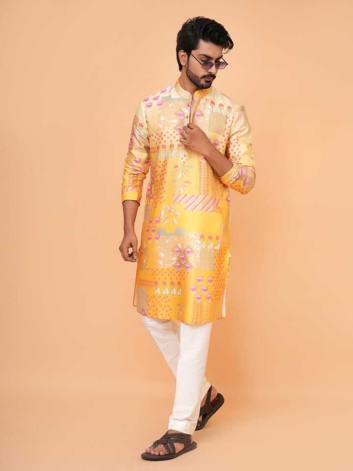 Digital Print Yellow Kurta Set - KM43661-53B