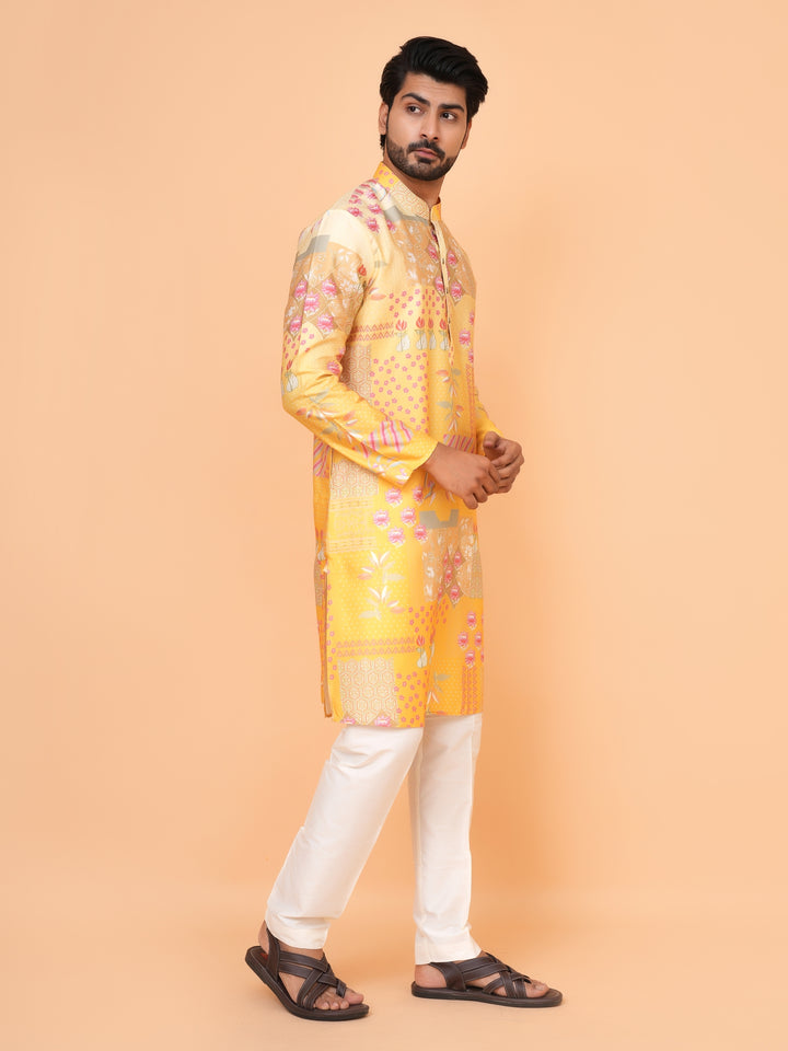 Digital Print Yellow Kurta Set - KM43661-53B