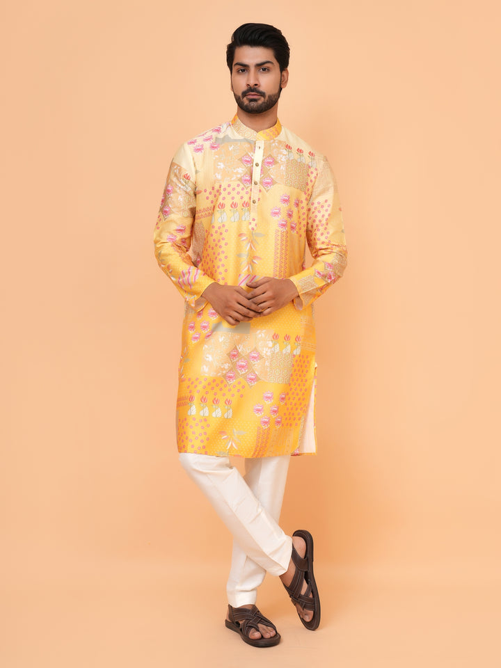 Digital Print Yellow Kurta Set - KM43661-53B