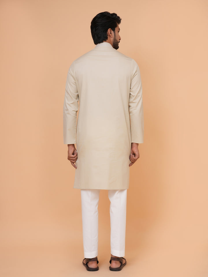 Solid Beige Kurta Set - KM44471-3