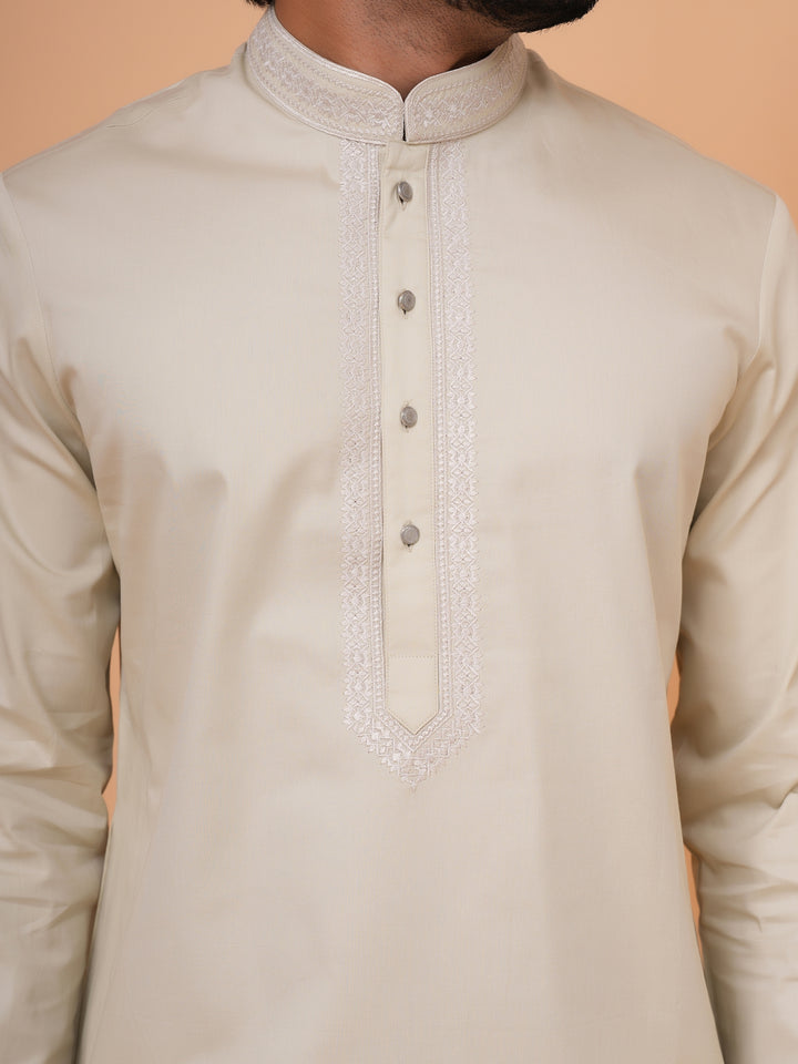 Solid Beige Kurta Set - KM44471-3